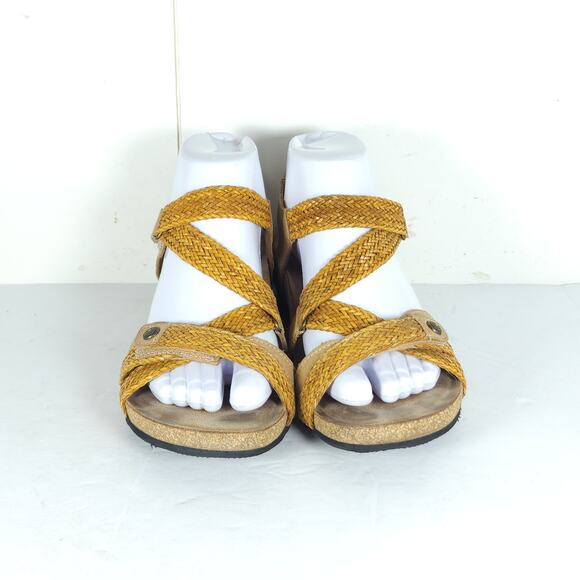 Taos Women’s Trulie US8-8,5 EU39 Tan Leather Woven Cork Wedge Strappy Sandals - Picture 3 of 16